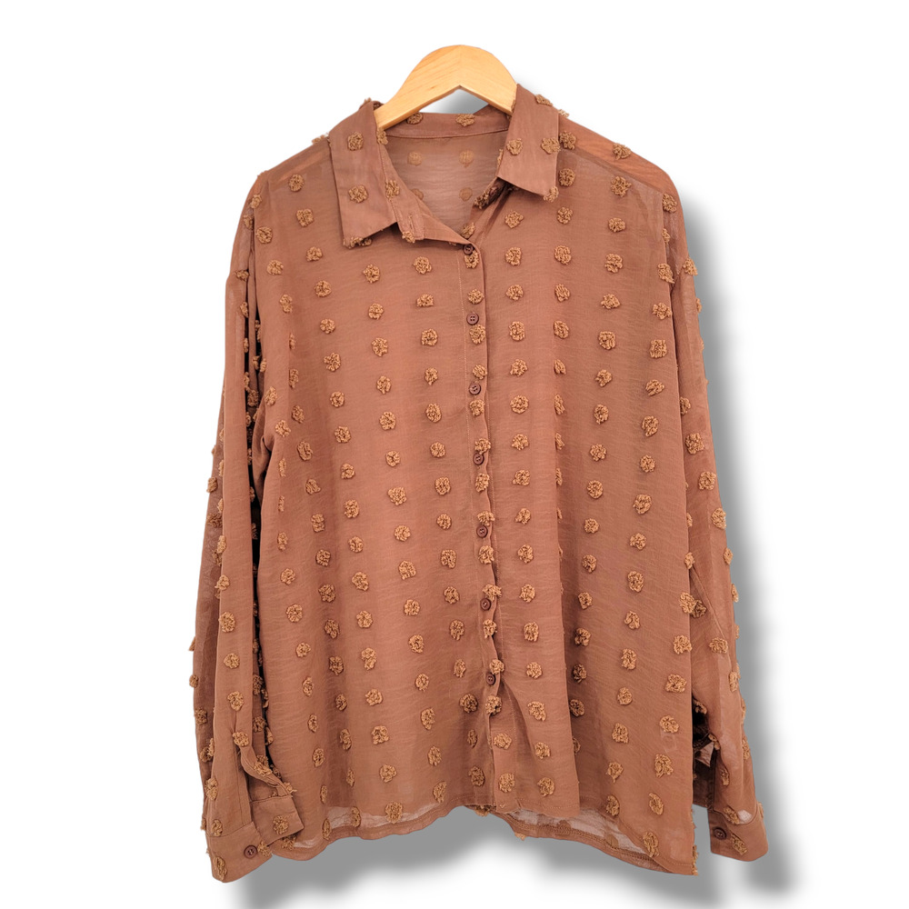 Women's Swiss Dot Button-Down Shirt